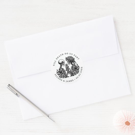 Tot de dood ons scheidt van Gothic Ronde Sticker (Envelop)