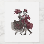 Tot de dood ons scheidt – Victoriaans skeletkoppel Wijn Etiket (Enkel label)