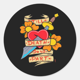 Tot de Dood Ons Scheidt Vintage Tattoo Klassieker Ronde Sticker
