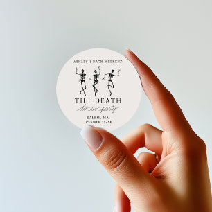 Tot de dood ons scheidt vrijgezellenweekend ronde sticker