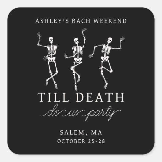 Tot de dood ons scheidt vrijgezellenweekend vierkante sticker (Voorkant)