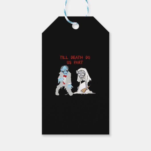 Tot de dood ons scheidt Zombie Bruiloft Halloween Cadeaulabel (Voorkant)