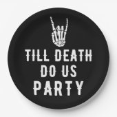 Tot de dood ons van elkaar scheidt skeletfeest papieren bordje (Voorkant)