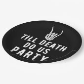 Tot de dood ons van het feest scheidt Zwart Skelet Papieren Bordje (Gekanteld)
