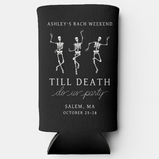 Tot de dood ons vrijgezel weekend seltzer blikjeskoeler (Voorkant)