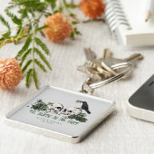 Tot de Dood Romantische Gothische Groene Bloemensc Sleutelhanger (Zijkant)