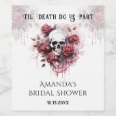 Tot de dood Roos schedel Gotisch Vrijgezellenfeest Wijn Etiket (Enkel label)