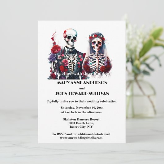 Tot de dood scheiden we rood witte gothic chique b kaart (Staand voorkant)