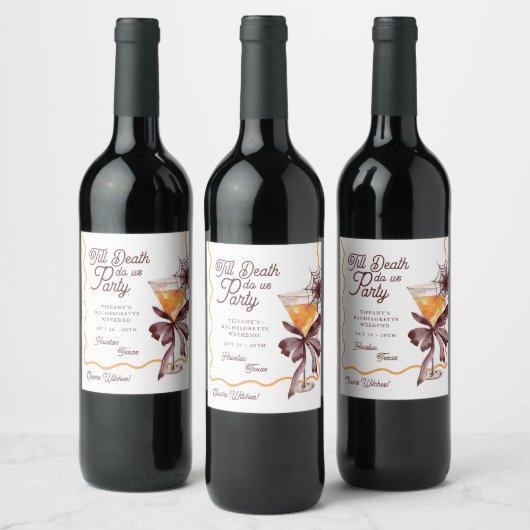 Tot de Dood Scheidt Cocktail Halloween Bruidsfeest Wijn Etiket (Flessen)