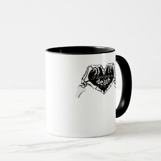 Tot de dood - Skelet Hand Hart Mok (Voorkant rechts)