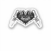 Tot de dood - Skelet Hand Hart Sticker (Voorkant)