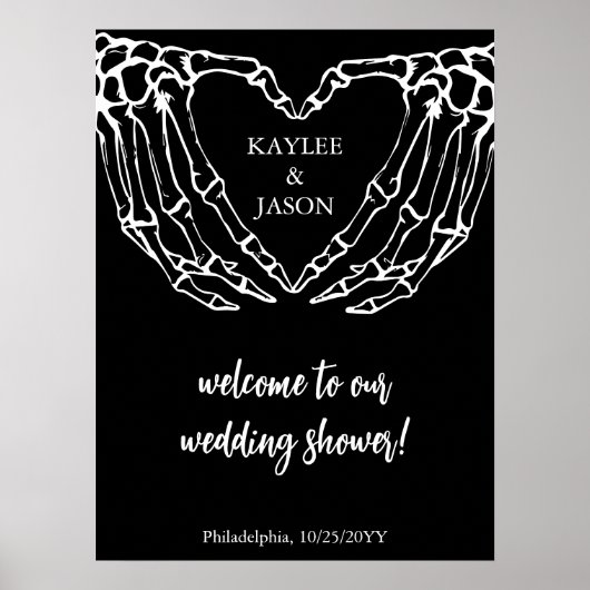 Tot de dood Skelet handen Koppels douche welkom Poster (Voorkant)