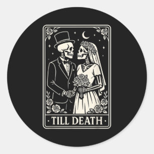 Tot de Dood Skelet Liefde Koppels Gotische Trouw B Ronde Sticker