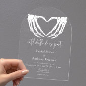 Tot de dood Skeleton Handen Arch Wedding Acryl Uitnodigingen