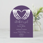 Tot de dood Skeleton handen boog bruiloft twee kan Kaart (Staand voorkant)