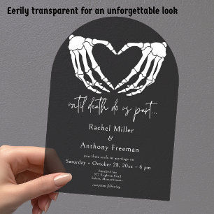 Tot de dood Skeleton Hands Arch Black Wedding Acryl Uitnodigingen