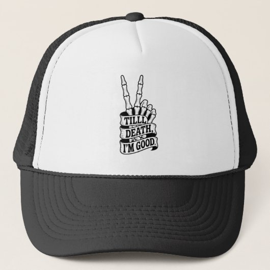 Tot de dood vrede hand skelet trucker pet (Voorkant)