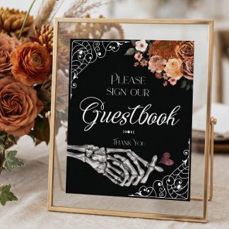 Tot de dood waterverf skelet hand gastboek poster