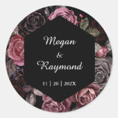 Tot de dood | Zwart Gotisch Donker Bloemen Bruilof Ronde Sticker (Voorkant)