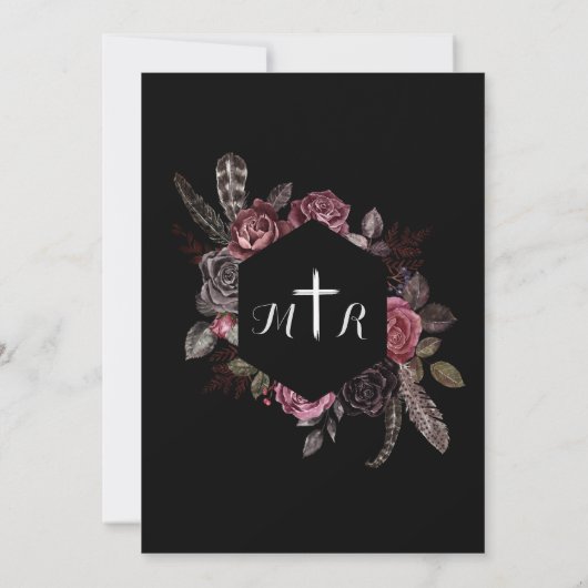 Tot de dood | Zwart Gotisch Donker Bloemen Elegant Kaart (Achterkant)