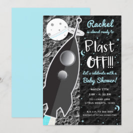 TOT DE MAAN Raket Schip Ruimte Baby Shower Kaart