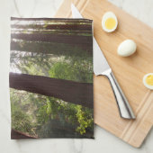 Tot de rode bomen in de ochtend theedoek (Quarter Fold)