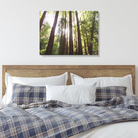 Tot de sequoia's in de ochtend canvas afdruk (Insitu (Slaapkamer))