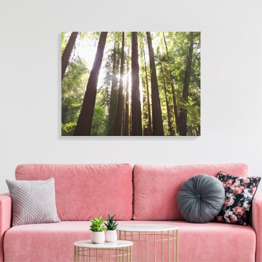 Tot de sequoia's in de ochtend canvas afdruk (Insitu (Woonkamer))