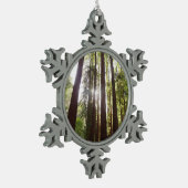 Tot de sequoia's in de ochtend tin sneeuwvlok ornament (Links)