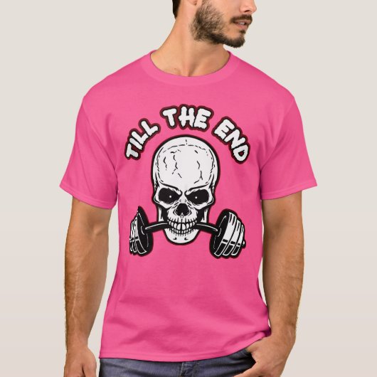 Tot het einde van het skelet Barbell T-shirt (Voorkant)