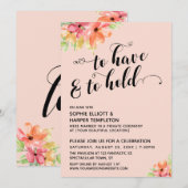 Tot het hebben & Tot het houden Hartjes Script Blu Kaart (Voorkant / Achterkant)