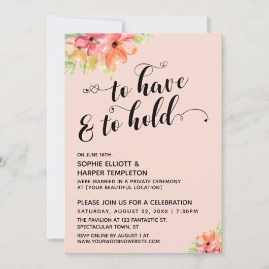 Tot het hebben & tot het houden Hartjes Script Roz Kaart (Voorkant)