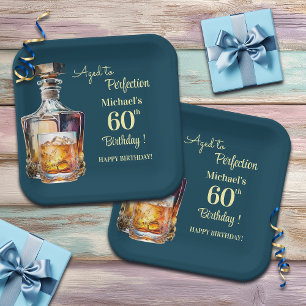 Tot in de perfectie mannen 60ste whisky verjaardag papieren bordje