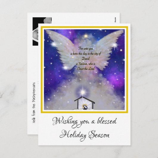 Tot je het kerstbericht krijgt engel en baby. feestdagenkaart (Voorkant / Achterkant)