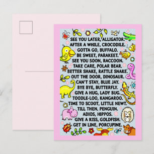 Tot Later Alle Krokodil Plezier Dier Vaarwel Gedic Briefkaart