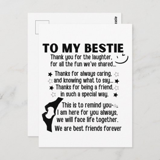 Tot mijn beste vriend zijn we voor altijd beste vr briefkaart (Voorkant / Achterkant)