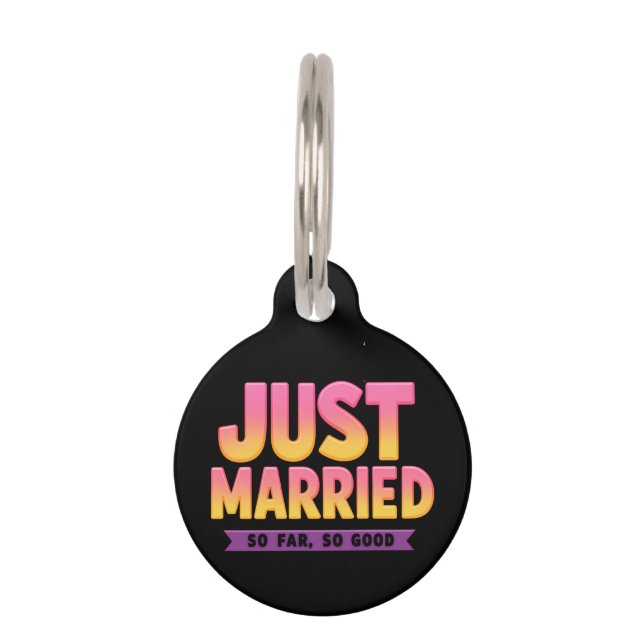 Tot nu toe getrouwd, zo'n goed Pas getrouwd stel Huisdierpenning (Voorkant)