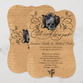 Tot ons dood, Deel Floral Skull Wedding Kaart (Voorkant / Achterkant)