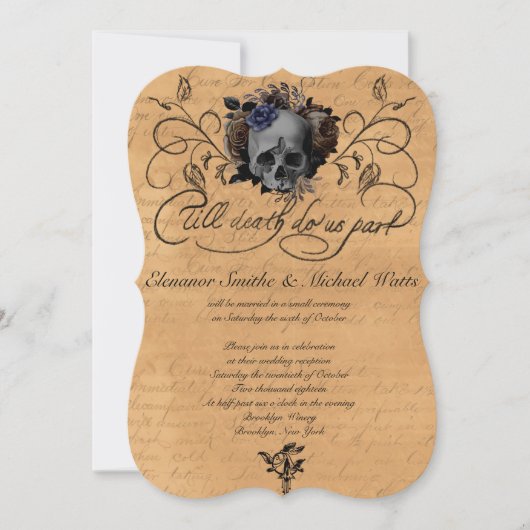 Tot ons dood, Deel Floral Skull Wedding Kaart (Voorkant)