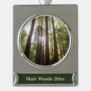 Tot Reuzenbomen in de Ochtend Verzilverd Banner Ornament