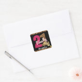 Tot slot 21 warmroze Glitter Animal Print Vierkante Sticker (Envelop)