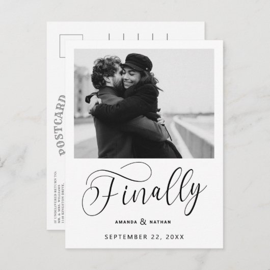 Tot slot de Minimale Foto van het Weddenschap spar Aankondigingskaart (Voorkant / Achterkant)