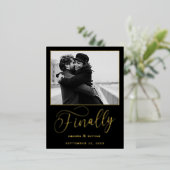 Tot slot de Minimale Foto van het Weddenschap spar Folie Uitnodiging Briefkaart (Staand Voorkant)