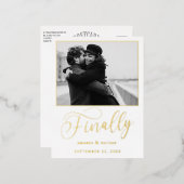 Tot slot de Minimale Foto van het Weddenschap spar Folie Uitnodiging Briefkaart (Voorkant / Achterkant)