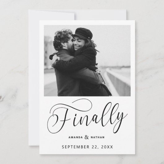 Tot slot de Minimale Foto van het Weddenschap spar Save The Date (Voorkant)