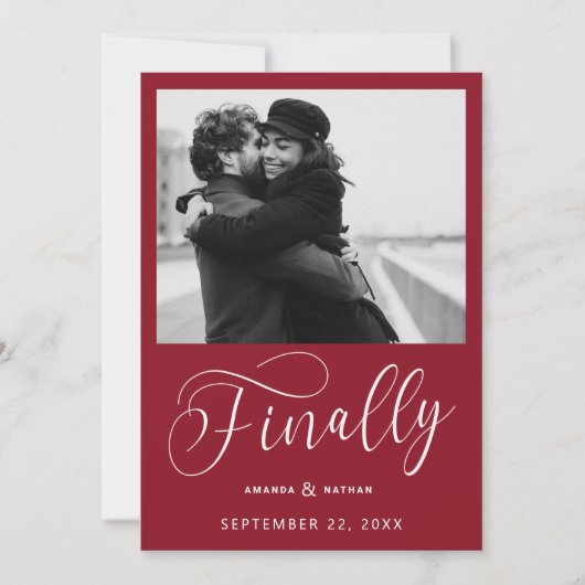 Tot slot de Minimale Foto van het Weddenschap spar Save The Date (Voorkant)