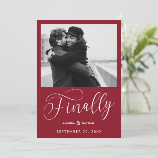 Tot slot de Minimale Foto van het Weddenschap spar Save The Date (Staand voorkant)