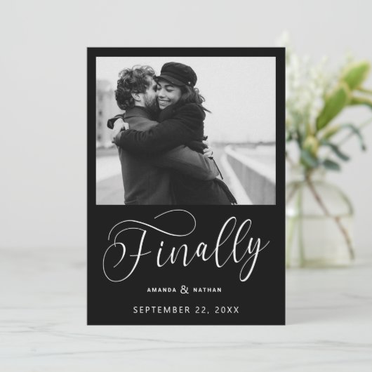 Tot slot de Minimale Foto van het Weddenschap spar Save The Date (Staand voorkant)