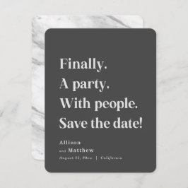 Tot slot een partij Eenvoudige Dark Grey Minimalis Save The Date