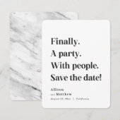 Tot slot een Partij Eenvoudige Tekst Zwart-wit Min Save The Date (Voorkant / Achterkant)